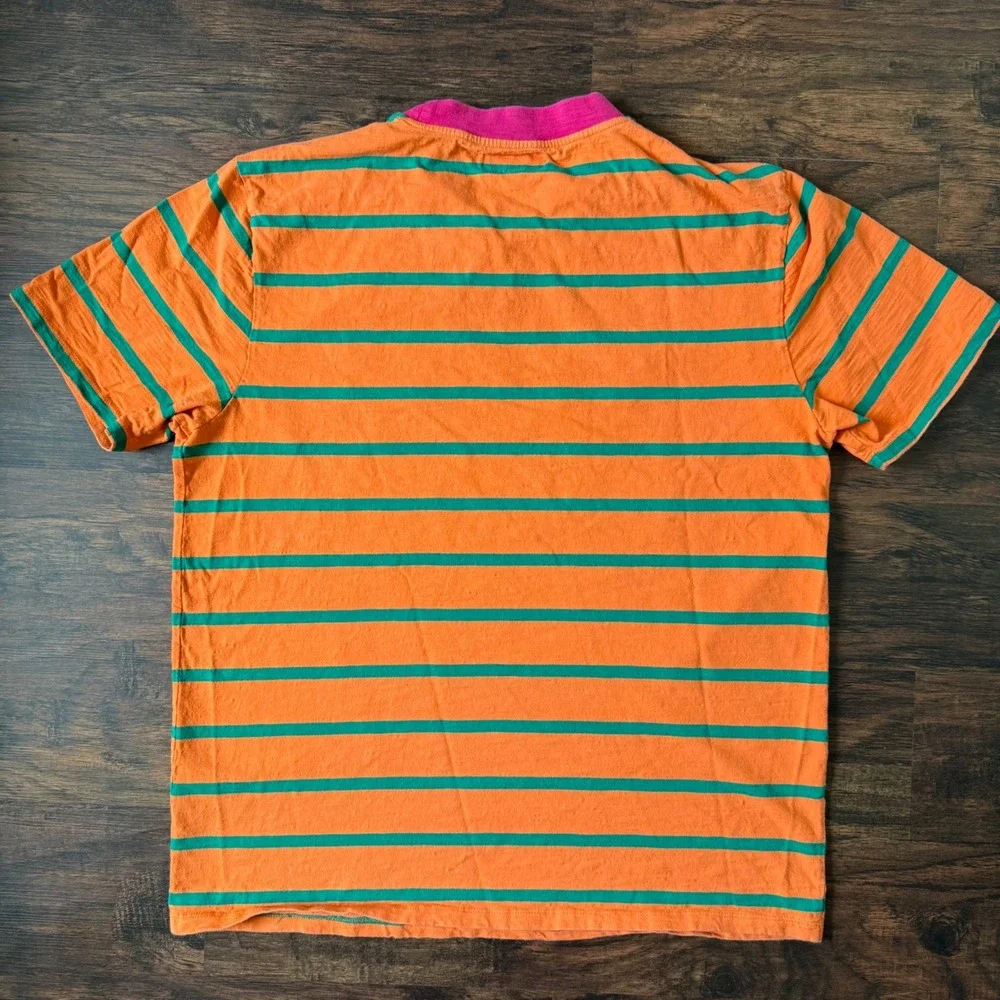 J. Balvin Vibras GUESS Orange‎ Green Stripe T Shirt Men's L Retro 2019 Reggaeton - Picture 4 of 11